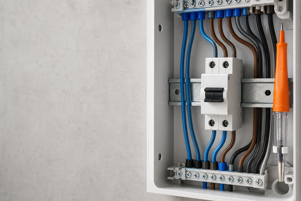 Ilustración técnica de cuadro eléctrico para contenido informativo sobre averías